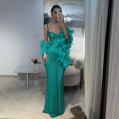 Sexy Mermaid Red Sweetheart Straps Sequins Prom Dresses Long Party Dress 22th Birthday Outfits Graduation Dress RB962