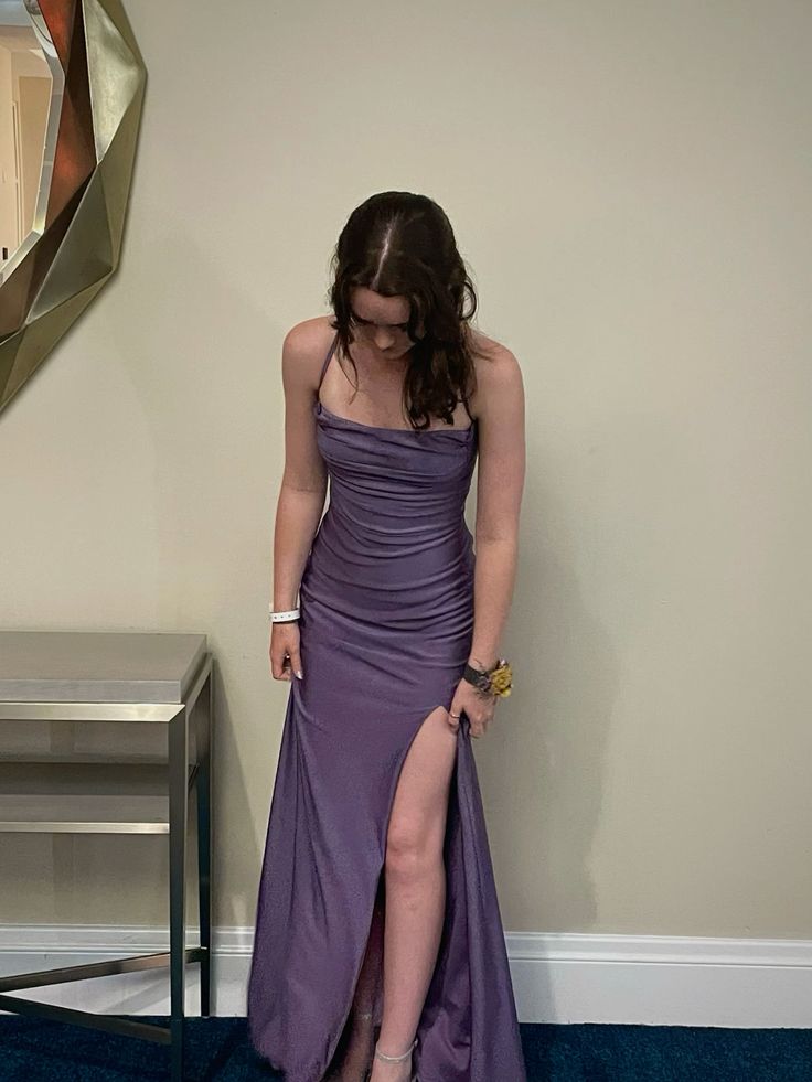 Robe de bal sirène sexy à bretelles spaghetti et fente raisin, robe longue de soirée pour 22e anniversaire, robe de remise de diplôme RB965