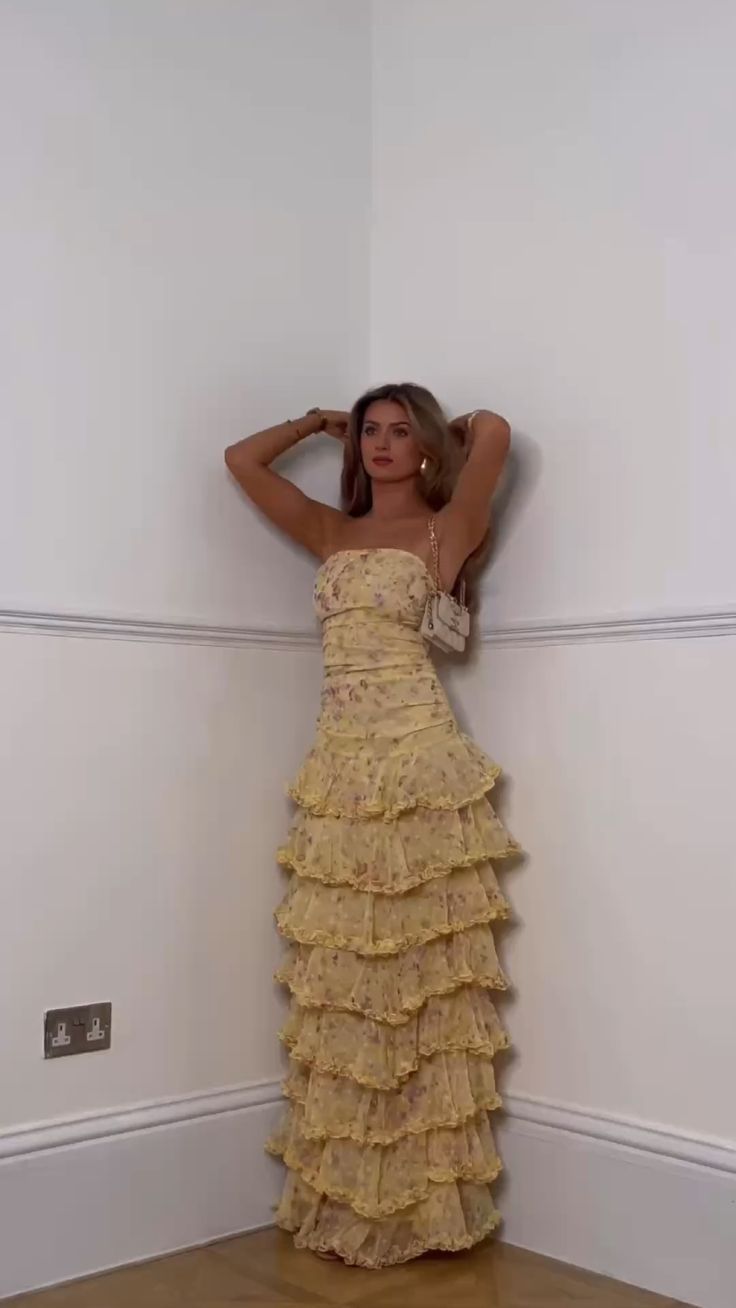 Robe de bal sirène sexy sans bretelles, motif floral, jaune, longue, tenue de soirée, pour 21e anniversaire, robe de remise de diplôme, RB969