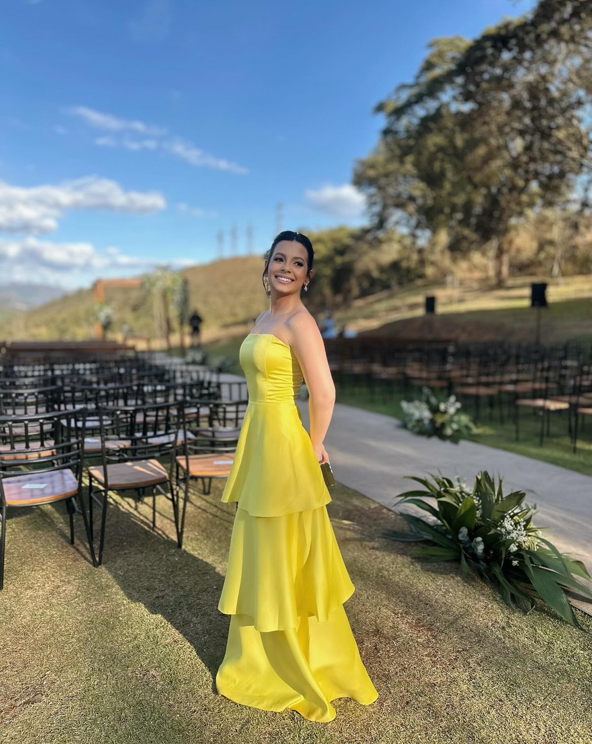 Classy A Line Strapless Yellow Satin Prom Dresses Long Party Dress 18th Birthday Outfit Graduation Dress RB991