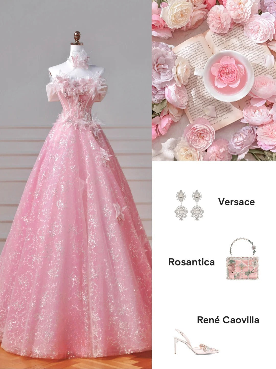 Gorgeous Pink Strapless A-Line Tulle Beaded Long Prom Dresses, Sweet 16 Dress  RF01007