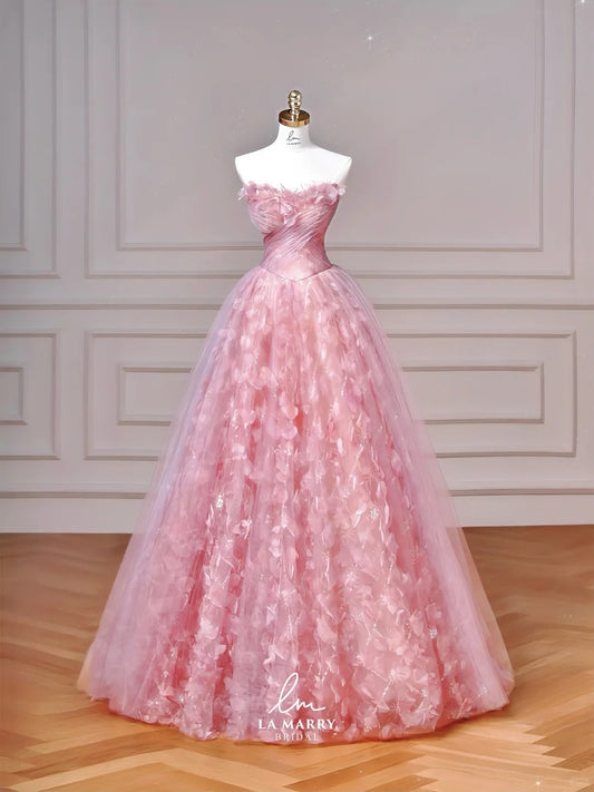 Sweet Pink Off-the-shoulder A-Line Tulle Applique Long Quinceanera Dress Gorgeous Quinceanera Dresses RF01028