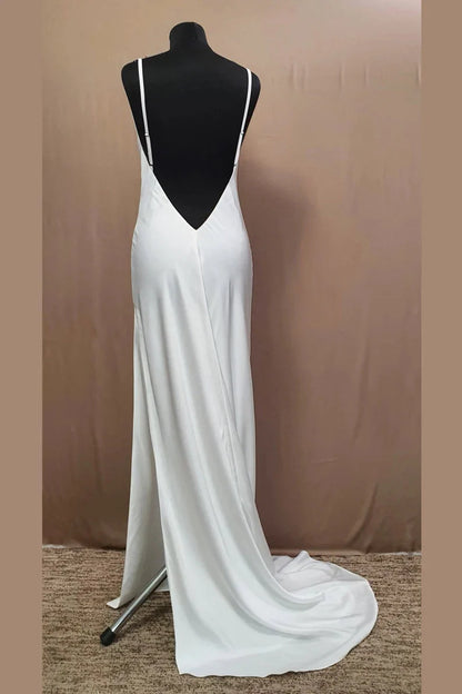 Dusty Purple  Satin Long Cowl Neck Bridesmaid Dress with Slit RF0426