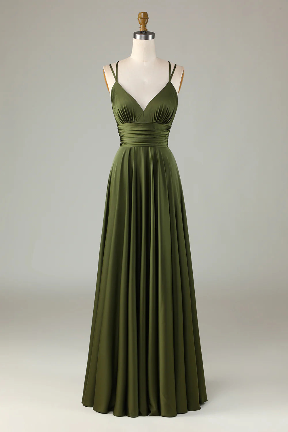 A-Line Sleeveless Olive Long Bridesmaid Dress RF0428
