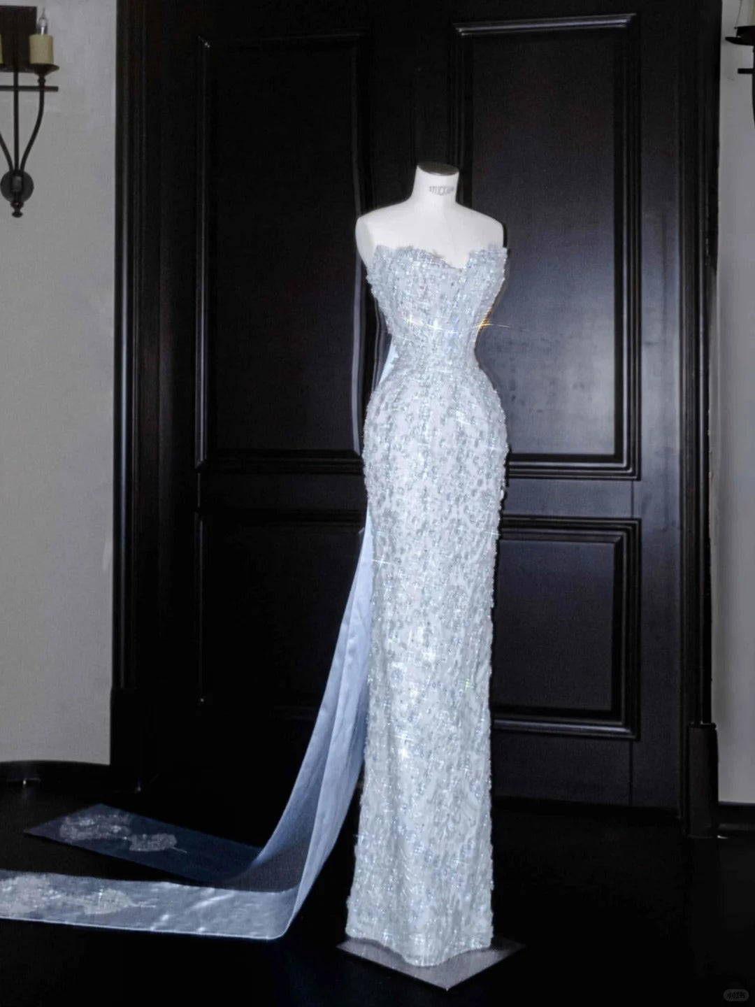 Gorgeous Sweetheart Sequined Sheath Long Prom Dresses with Train RF0482