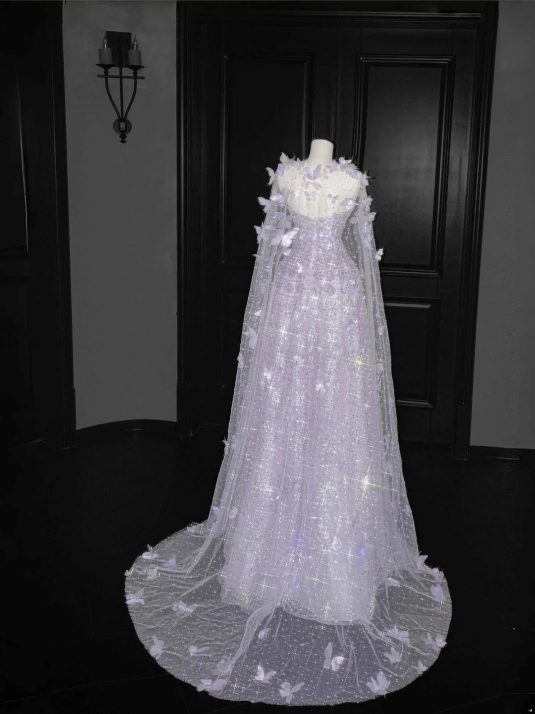 Sweet Light Purple Tulle A-Line Sequin Applique Wedding Dress Formal Evening Dress RF0509