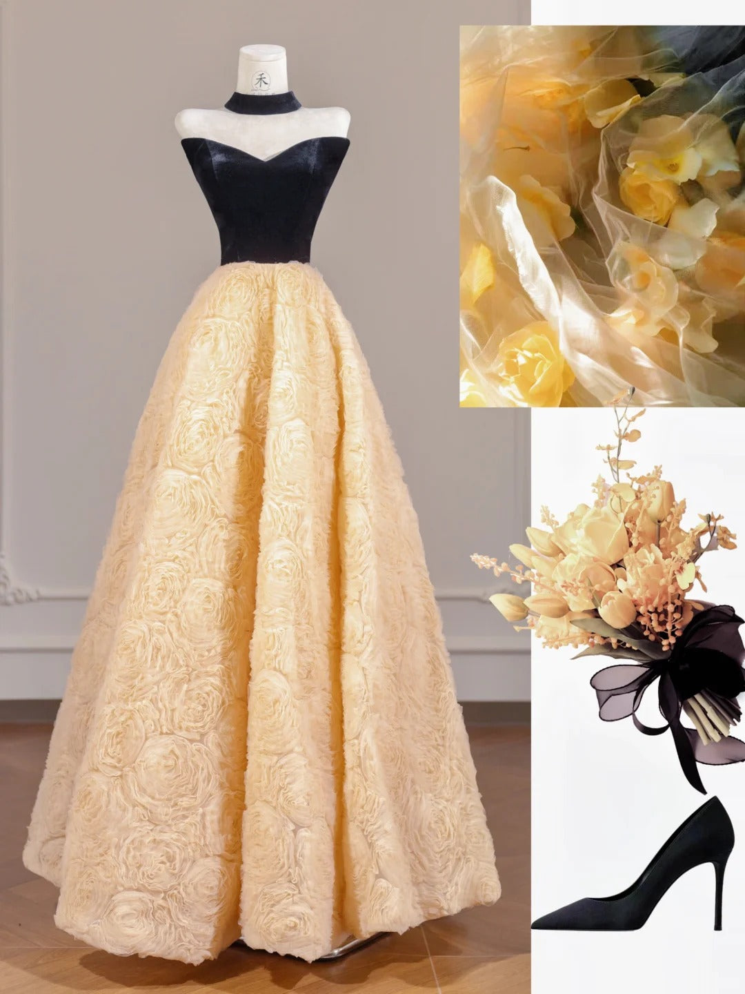 Atemberaubendes trägerloses A-Linien-Ballkleid mit Tüllapplikationen und formeller Abendgarderobe RF0539