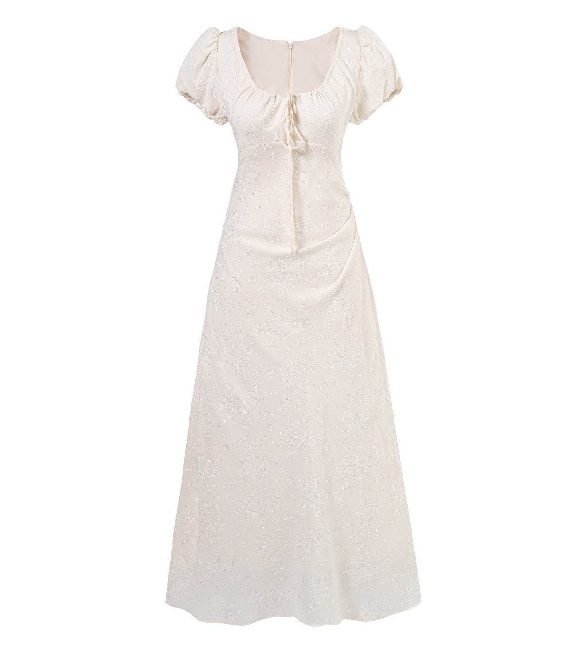 French Style White Square Neck Short Sleeve A-Line Dress RF0572