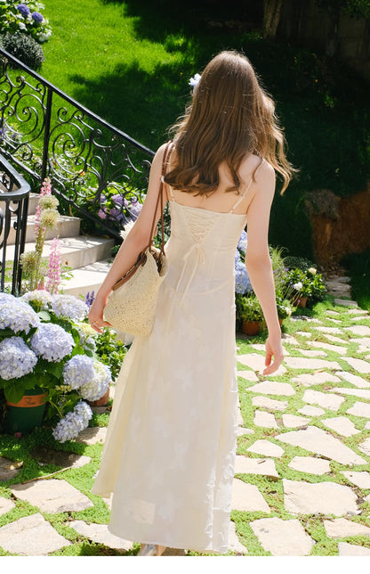 Robe trapèze blanche à bretelles spaghetti en mousseline de soie, tenue d'été tendance pour fête d'anniversaire, RF0573
