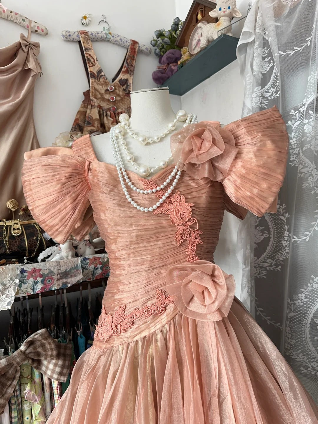 Gorgeous Orange V-neck A-Line Tulle Prom Dresses Birthday Evening Dress RF0586