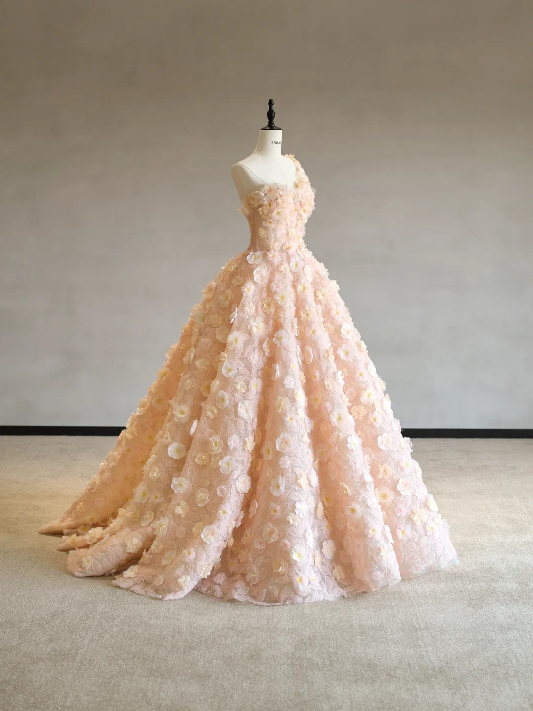 Robe de soirée trapèze en tulle orange à une épaule et appliques tridimensionnelles, tenue de bal de fin d'année, RF0588