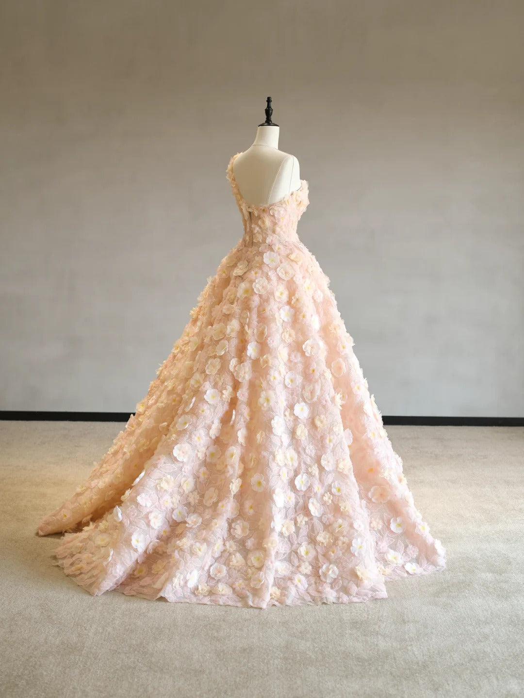 Robe de soirée trapèze en tulle orange à une épaule et appliques tridimensionnelles, tenue de bal de fin d'année, RF0588