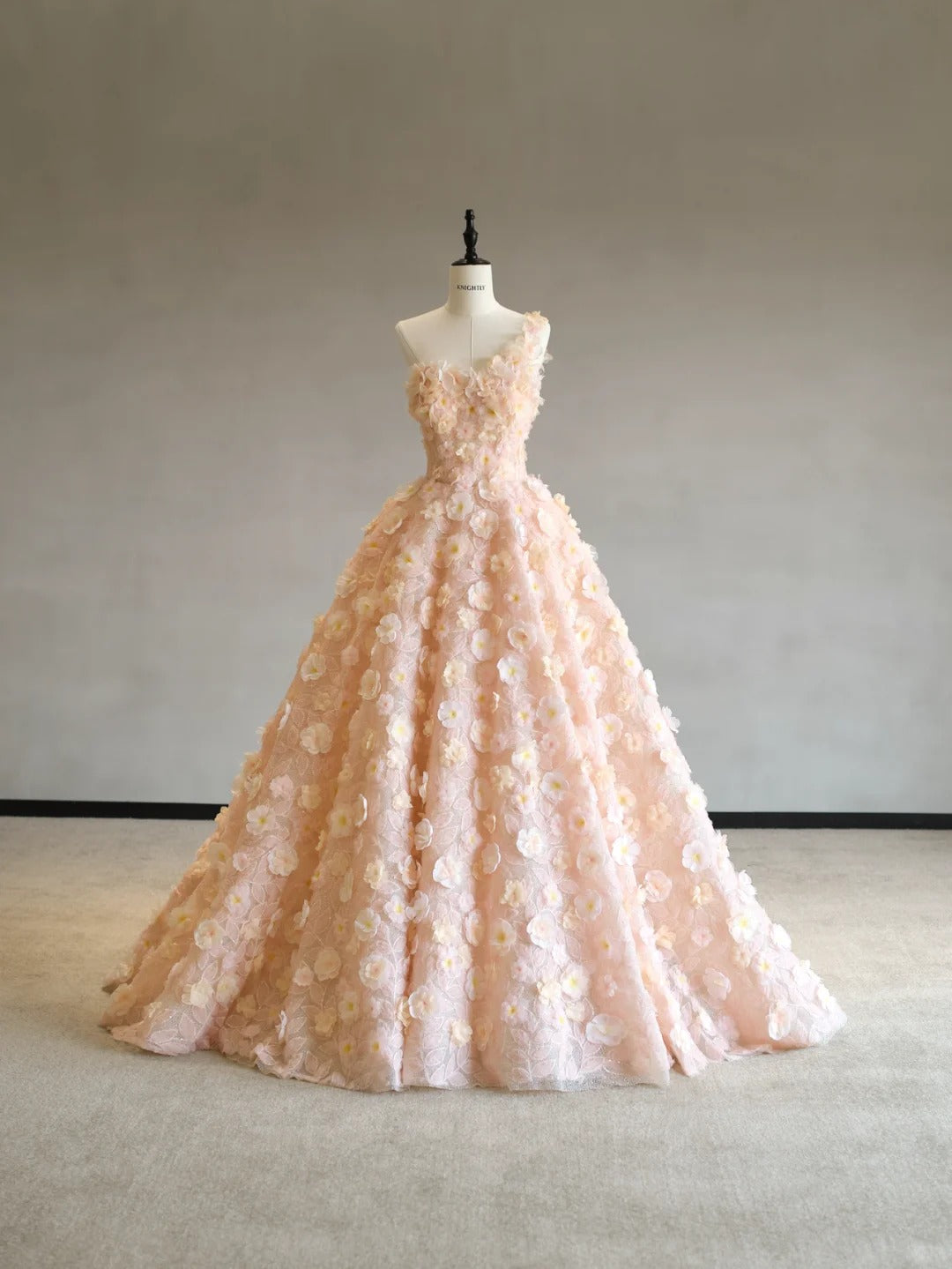 Robe de soirée trapèze en tulle orange à une épaule et appliques tridimensionnelles, tenue de bal de fin d'année, RF0588