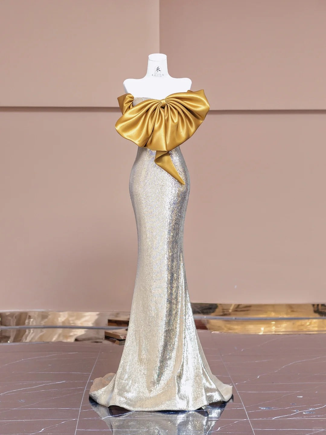 Elegant Yellow Off Shoulder Mermaid Sequin Evening Gowns  RF0594