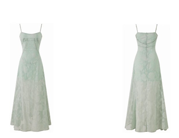 Gorgeous Green Spaghetti Strap Chiffon Summer A-Line Dress RF0596