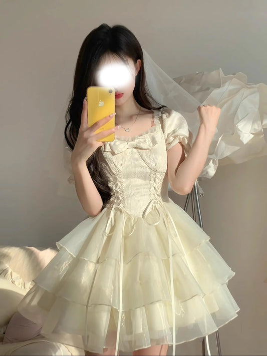 Sweet bow organza A-Line Summer Short Ballgowns RF0602