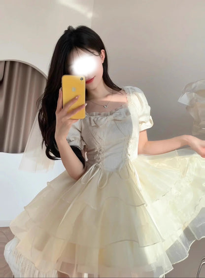 Sweet bow organza A-Line Summer Short Ballgowns RF0602