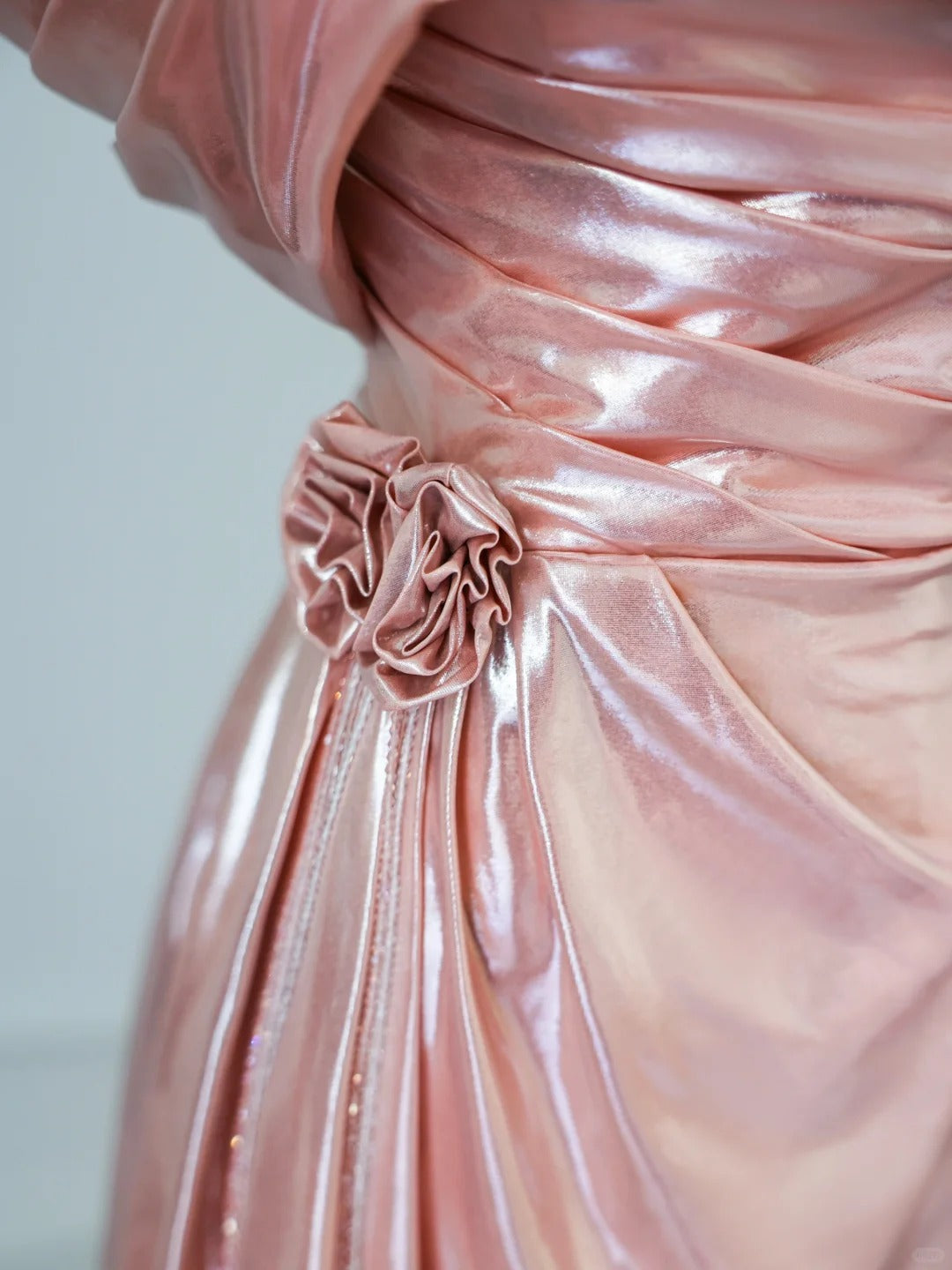 Sweet Peach Off-Shoulder A-Linie Satin Lange Ballkleider Formale Abendkleider RF0620