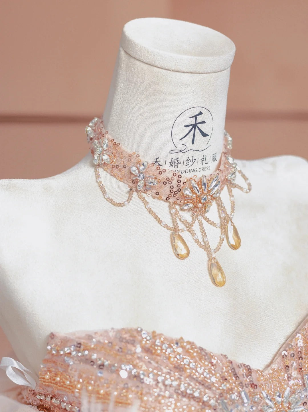 Gorgeous Light Blush Strapless Mermaid Beaded Sequin Tulle Long Prom Dresses Formal Evening Gowns RF0635