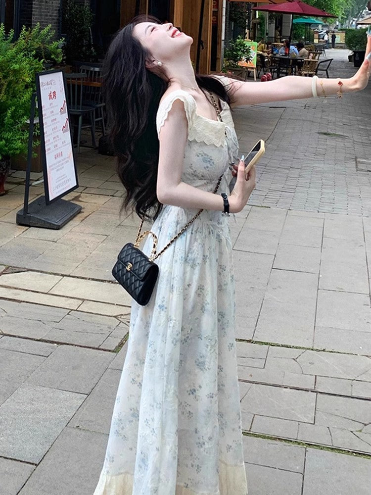 Elegant Floral Chiffon Coffee Break Summer New style Dress for Women RF0643