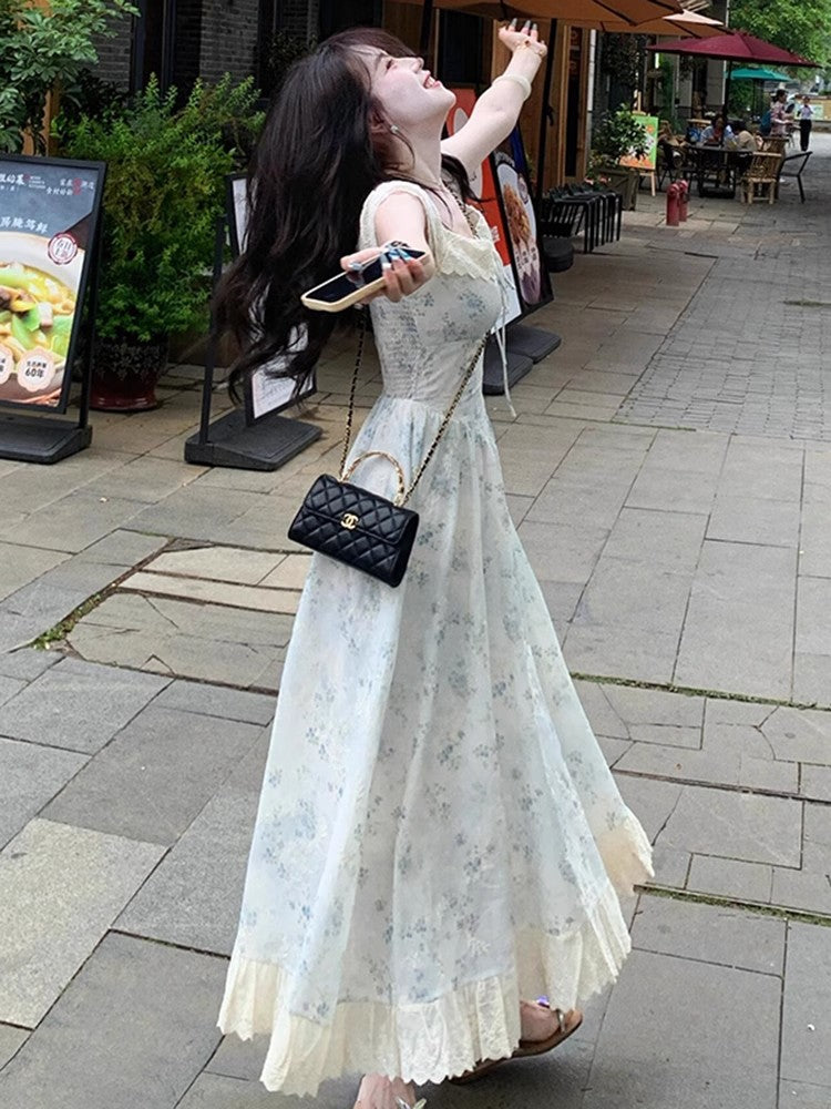 Elegant Floral Chiffon Coffee Break Summer New style Dress for Women RF0643