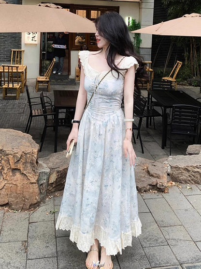 Elegant Floral Chiffon Coffee Break Summer New style Dress for Women RF0643