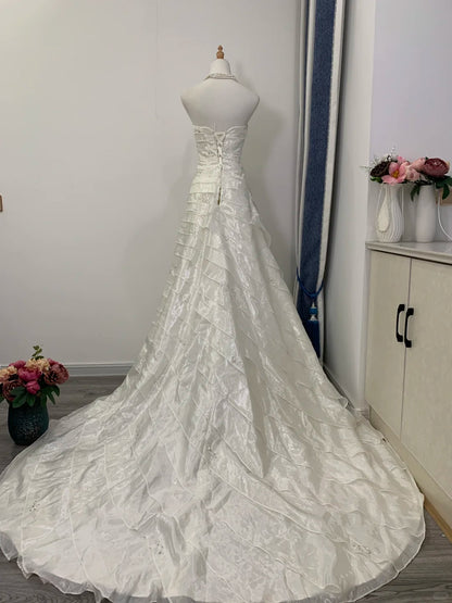 Stunning White Strapless A-Line Tulle Wedding Dresses RF0672