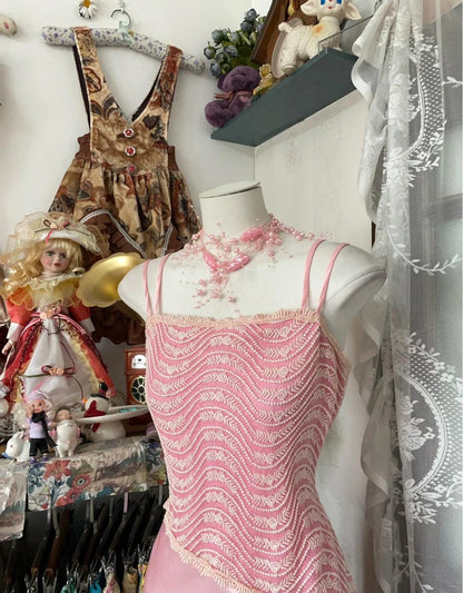 Robe sirène longue en satin rose à bretelles, tenue de soirée d'anniversaire, RF0677