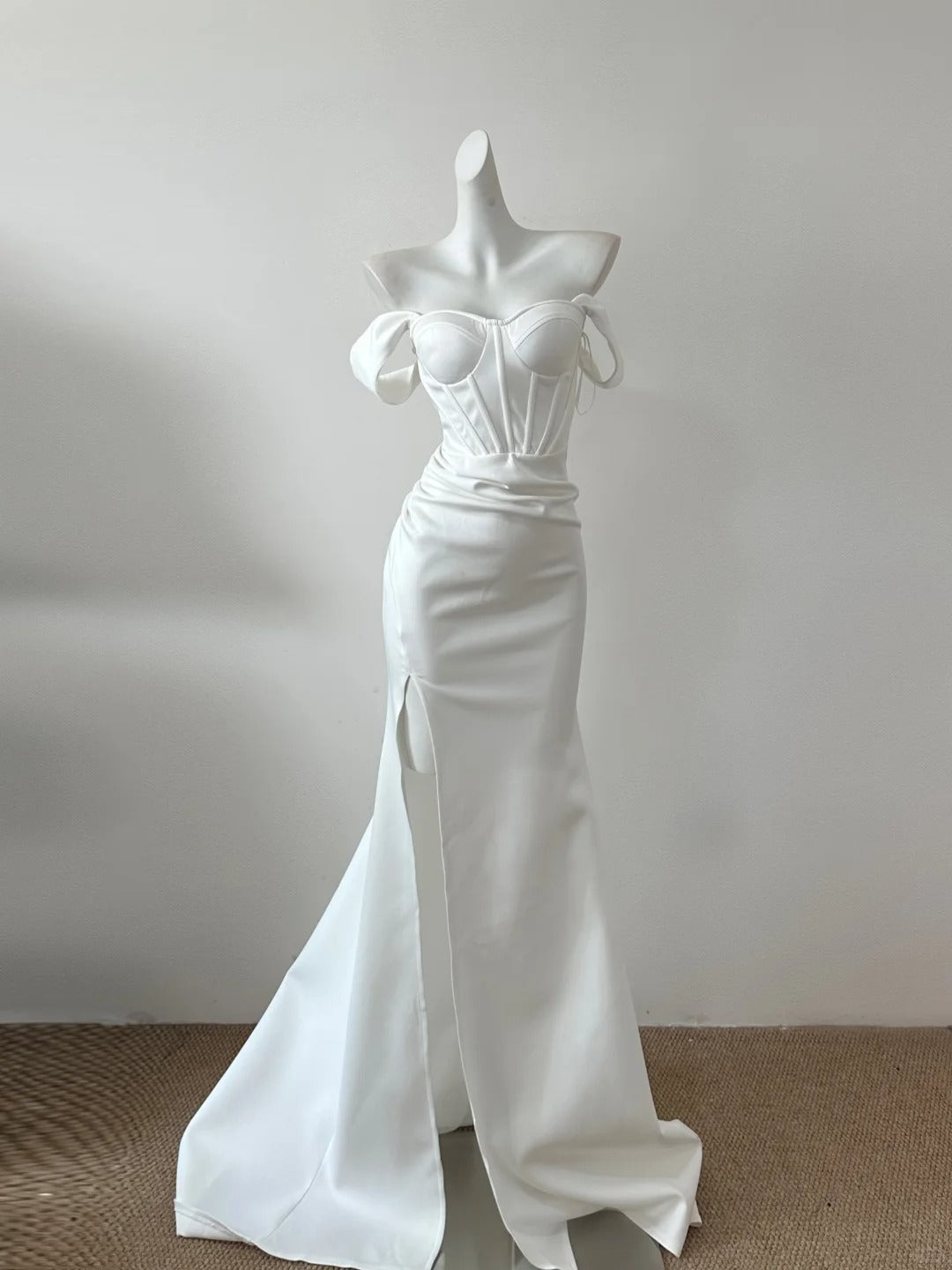 Elegant Off Shoulder Pink Mermaid Satin Porm Dresses Formal Evening Gowns RF0687