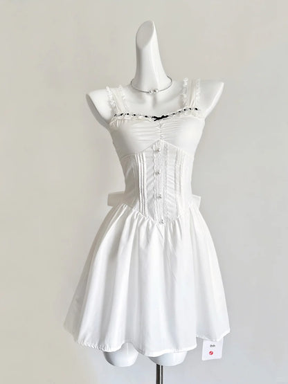 Simple White Strap A-Line Satin Short Prom Dresses Homecoming Dress RF0691