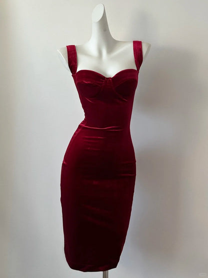Elegant Burgundy Spaghetti Straps Bodycon Satin Short Prom Dresses Formal Evening Gowns RF0699