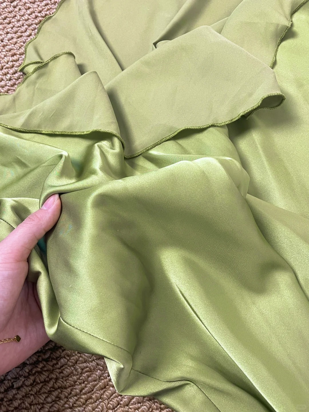 Chic Olive Green Spaghetti Straps Backless Mermaid Satin Long Prom Dresses Formal Evening Gowns RF0701