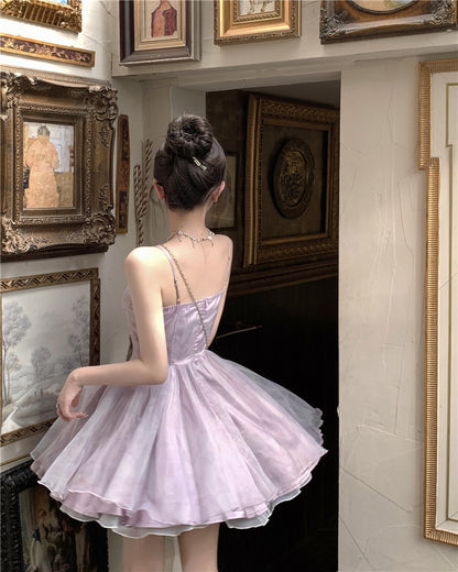 Cute Purple Spaghetti Straps A-Line Short Party Dresses Homecoming Dress  RF0716