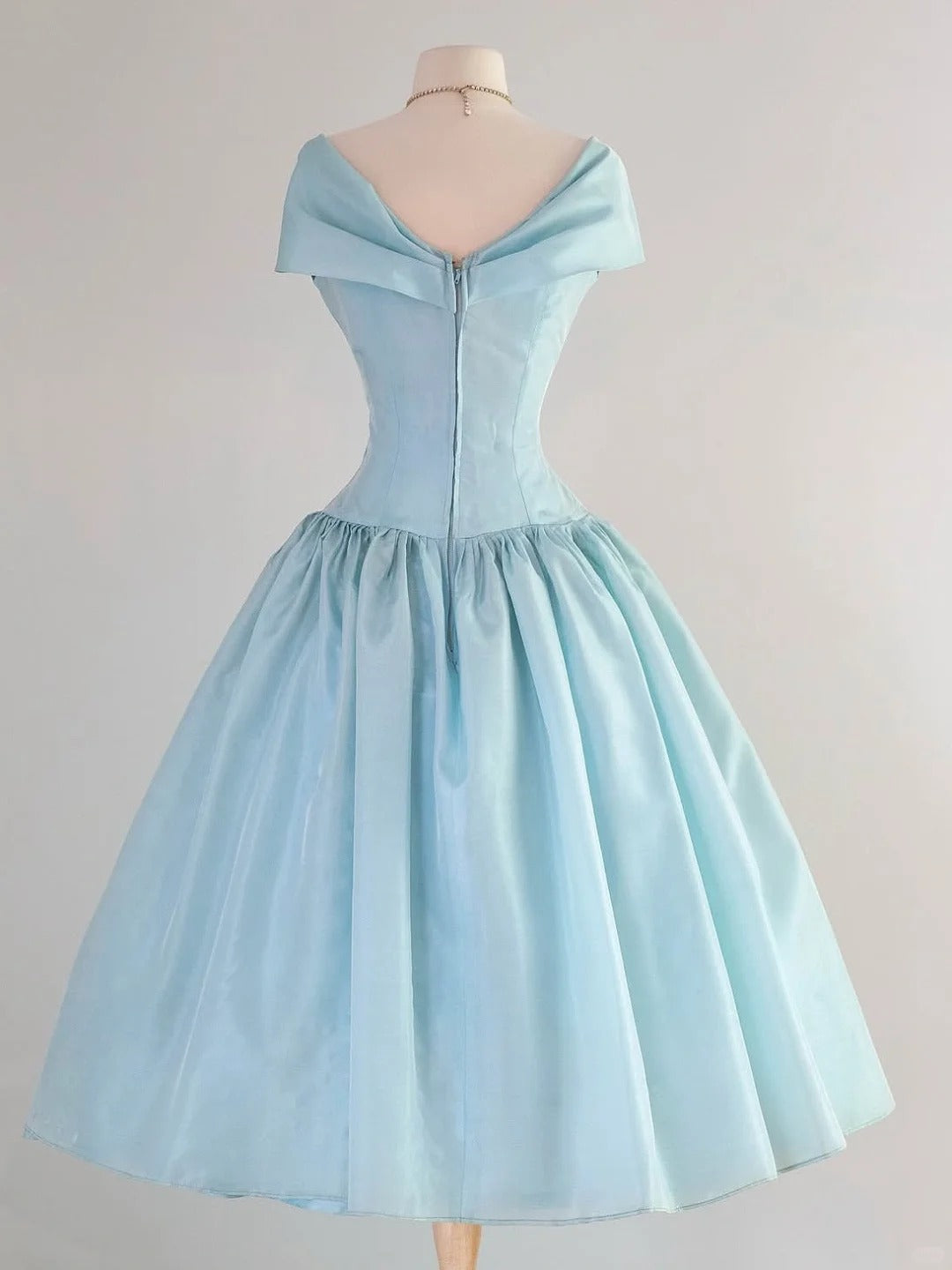 Elegant Blue Off Shoulder A-Line Satin Long Prom Dress Homecoming Dress RF0722