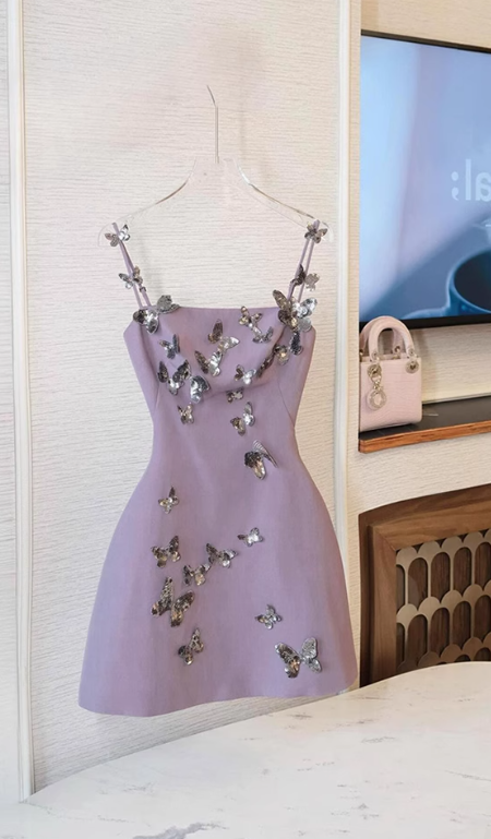 Gentle Purple Spaghetti Straps Bodycon Satin Short Prom Dresses Homecoming Dress RF0734