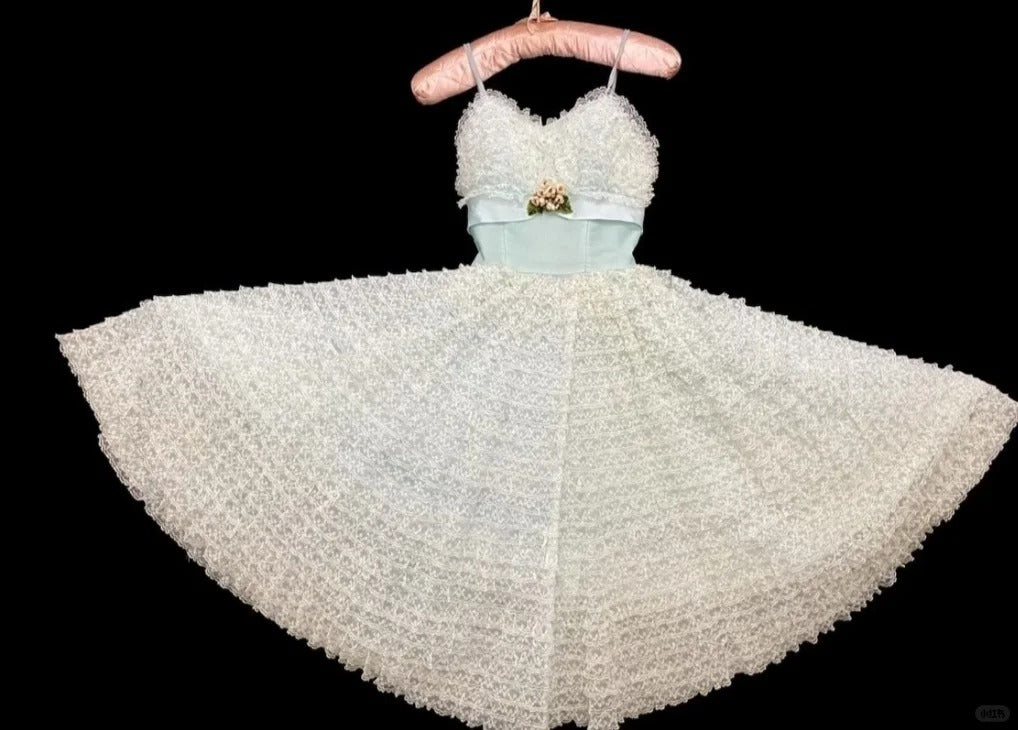 Sweet Tiffany Blue Spaghetti Straps A-Line Tulle Lace Short Prom Dresses Homecoming Dress RF0739