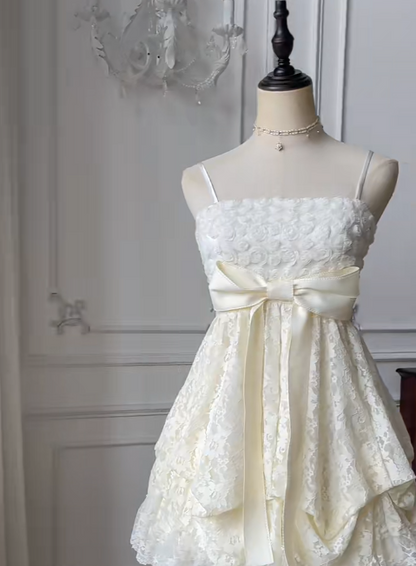Sweet Spaghetti Straps A-Line Lace Short Prom Dresses Homecoming Dress RF0766