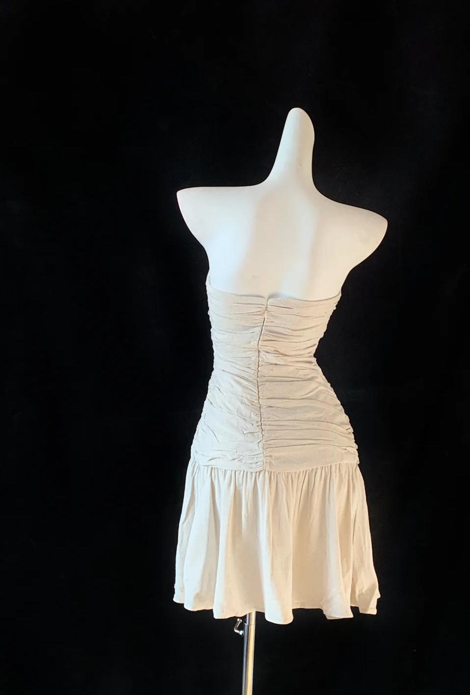 Simple Apricot Strapless A-Line Short Prom Dresses Homecoming Dress  RF0768