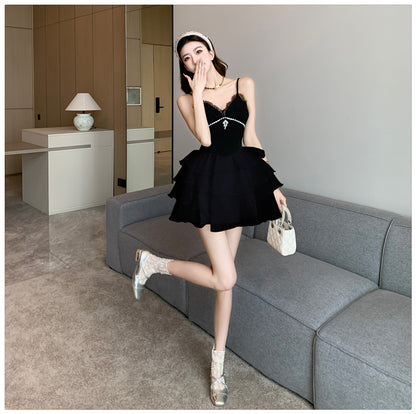 Sexy Black Spaghetti Strap A-Line Chiffon Short  Homecoming Dresses RF0777