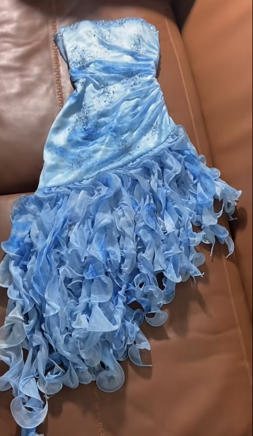 Elegante blaue trägerlose Etui-Chiffon-lange Ballkleider Vintage formale Abendkleider RF0817