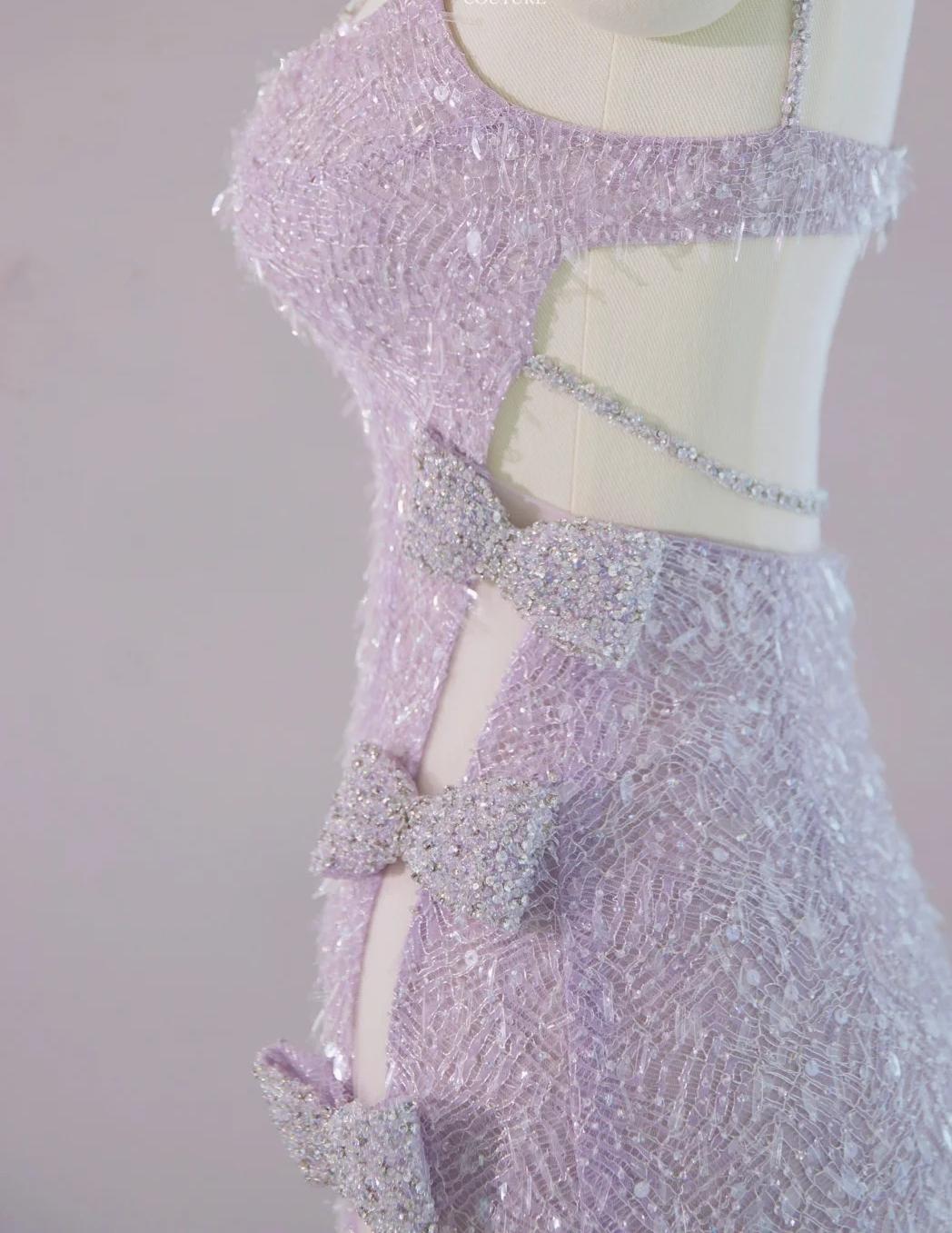 Wunderschönes hellviolettes Etuikleid mit V-Ausschnitt, Spitze und Perlen, lange Ballkleider, formelle Abendkleider mit Schlitzen RF0826