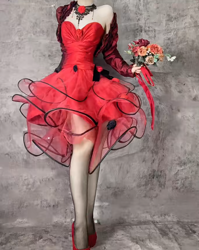 Stunning Red Sweetheart A-Line Tulle Short Prom Dresses Homecoming Dresses RF0865