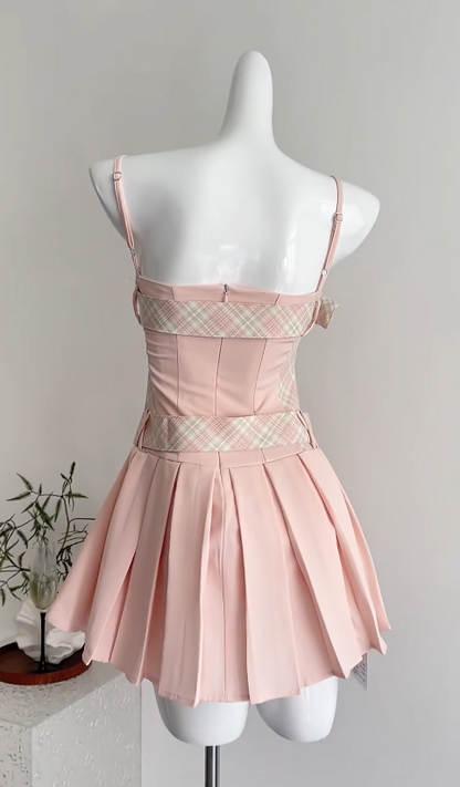 Y2K Pink Spaghetti Straps A-Line Short Party Dresses Homecoming Dresses  RF0874