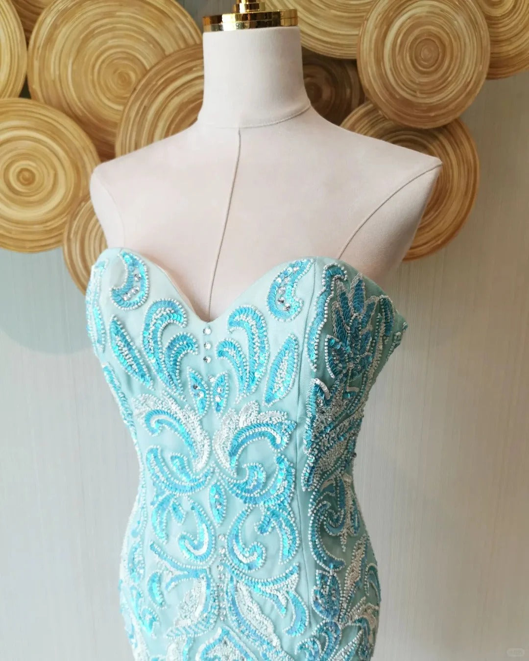 Vintage Blue Strapless Sheath Beaded Short Prom Dresses RF0890