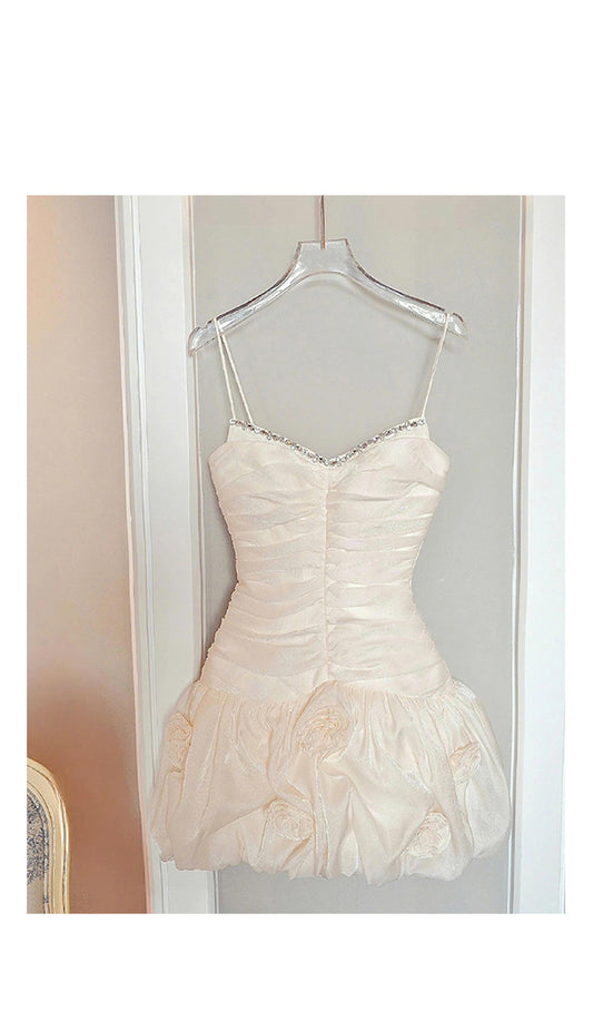 Elegant White Spaghetti Straps A-Line Short Homecoming Dress Fashion Party Outfit RF0931
