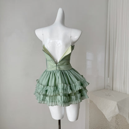Fairytale Green Sweetheart Neck A-Line Tulle Party Dresses with 3D Appliques RF0934