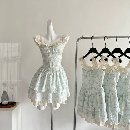 Stunning Light Blue Square Neck A-Line Embroidered Applique Sweet 16 Dress RF0937