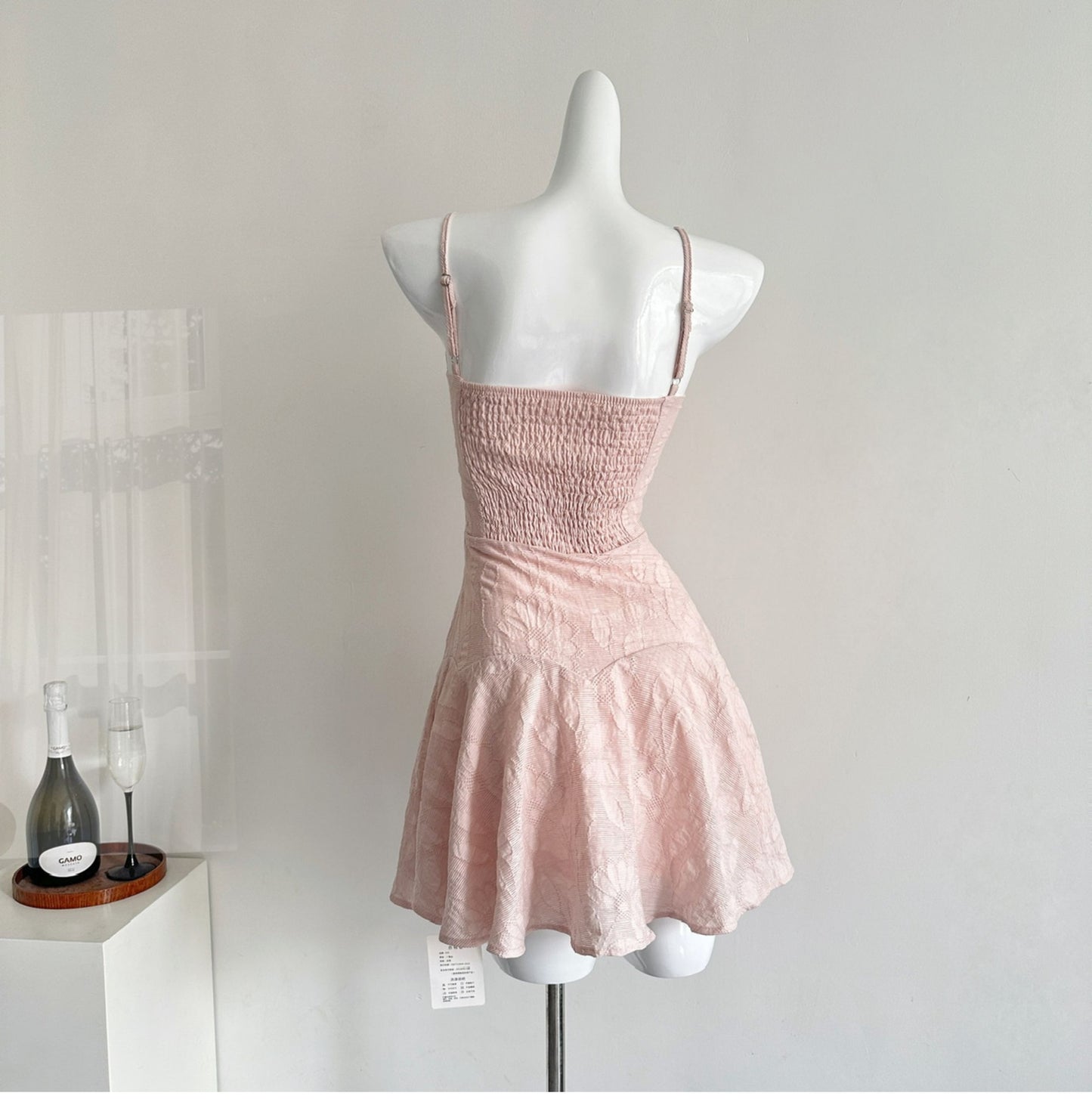 Robe de soirée courte en satin rose à bretelles spaghetti, coupe trapèze, tenue d'anniversaire tendance, RF0942