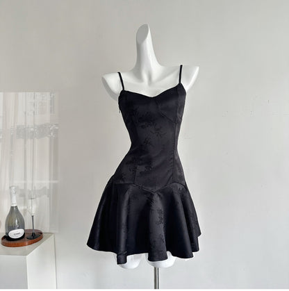 Robe de soirée courte en satin rose à bretelles spaghetti, coupe trapèze, tenue d'anniversaire tendance, RF0942
