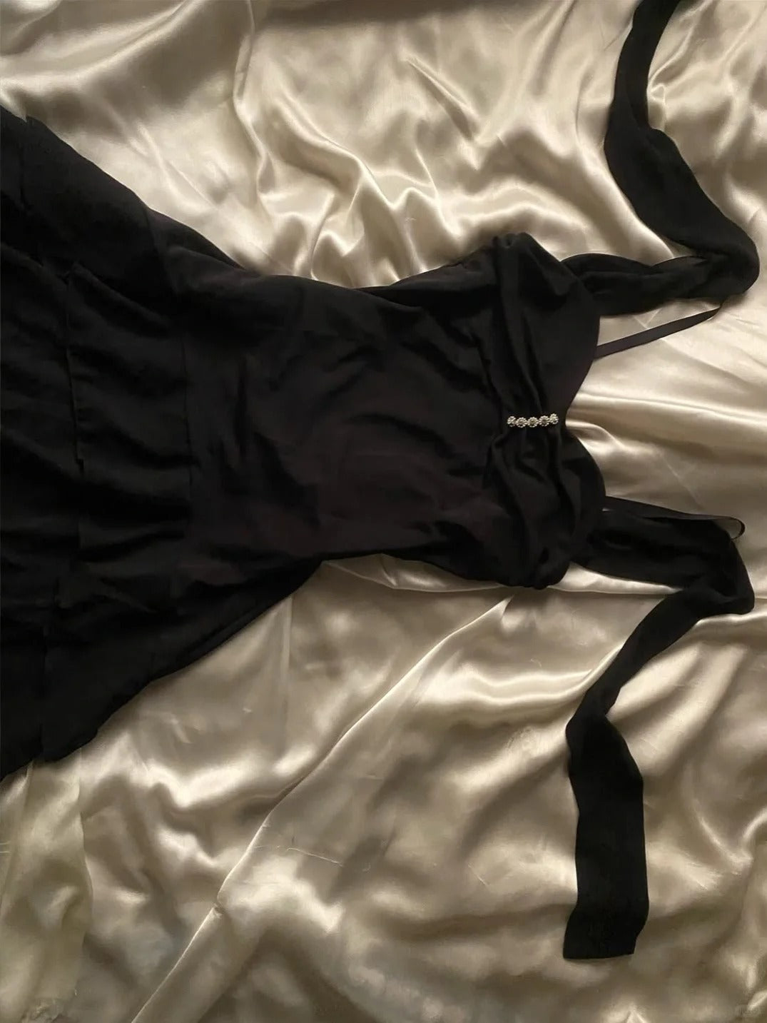 Vintage Black Spaghetti Straps A-Line Chiffon Short Birthday Evening Dress Fashion Party Outfit RF0966